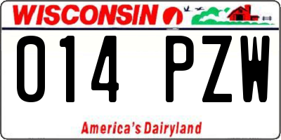WI license plate 014PZW