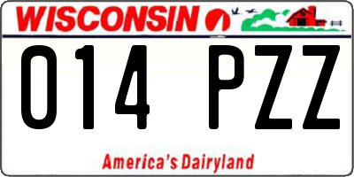 WI license plate 014PZZ