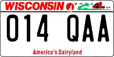 WI license plate 014QAA