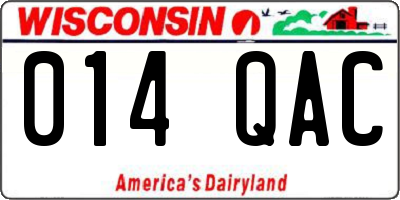 WI license plate 014QAC