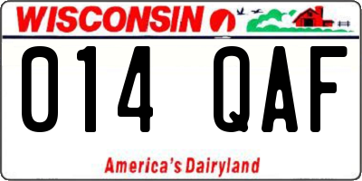 WI license plate 014QAF