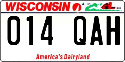 WI license plate 014QAH