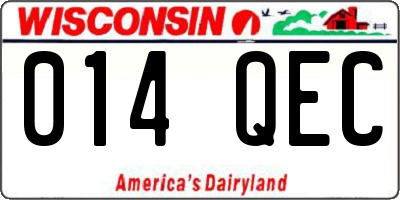 WI license plate 014QEC