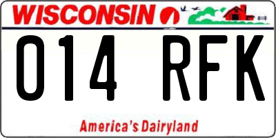 WI license plate 014RFK