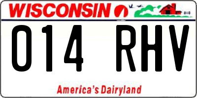 WI license plate 014RHV