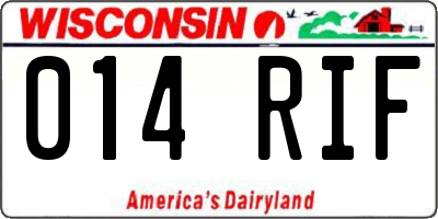 WI license plate 014RIF