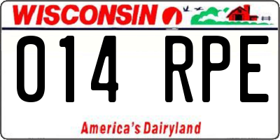WI license plate 014RPE