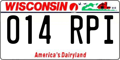 WI license plate 014RPI