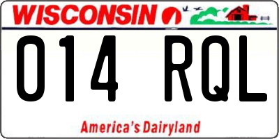 WI license plate 014RQL