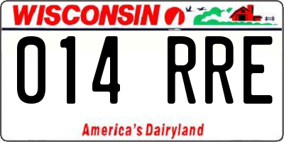 WI license plate 014RRE