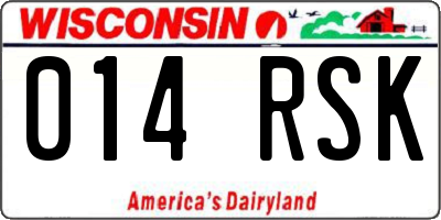 WI license plate 014RSK