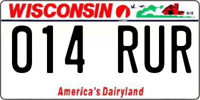 WI license plate 014RUR