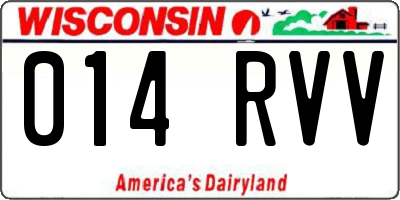WI license plate 014RVV