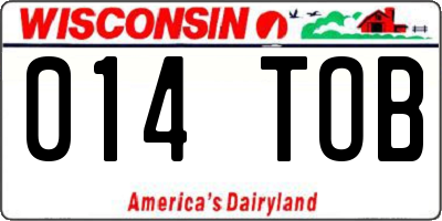 WI license plate 014TOB
