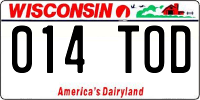 WI license plate 014TOD
