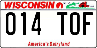 WI license plate 014TOF