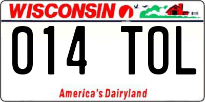 WI license plate 014TOL