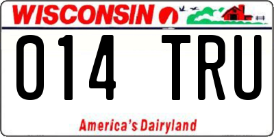 WI license plate 014TRU