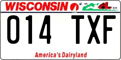 WI license plate 014TXF