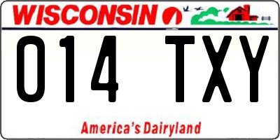 WI license plate 014TXY