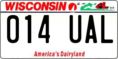 WI license plate 014UAL