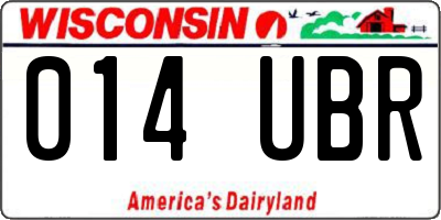 WI license plate 014UBR