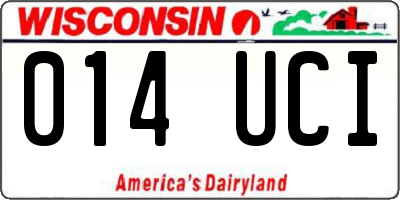 WI license plate 014UCI