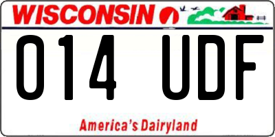 WI license plate 014UDF