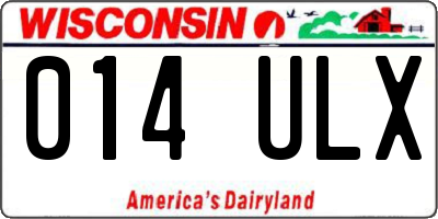 WI license plate 014ULX