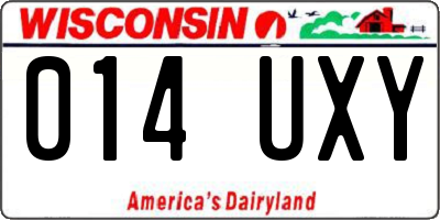 WI license plate 014UXY
