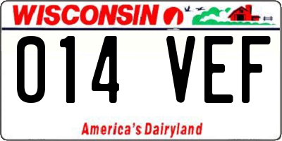 WI license plate 014VEF