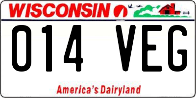 WI license plate 014VEG