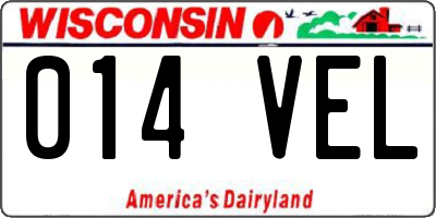WI license plate 014VEL