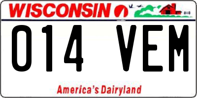 WI license plate 014VEM