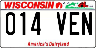 WI license plate 014VEN