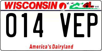 WI license plate 014VEP