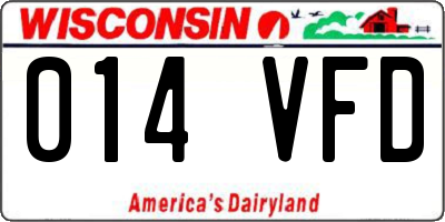 WI license plate 014VFD