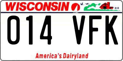 WI license plate 014VFK