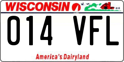 WI license plate 014VFL