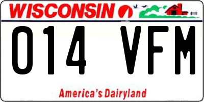 WI license plate 014VFM