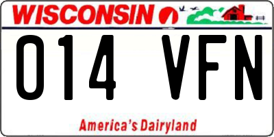 WI license plate 014VFN