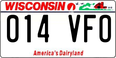 WI license plate 014VFO