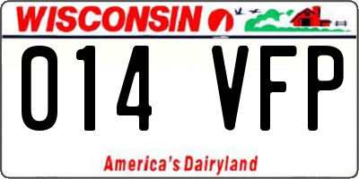 WI license plate 014VFP