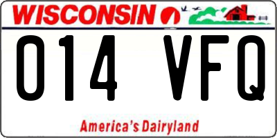 WI license plate 014VFQ