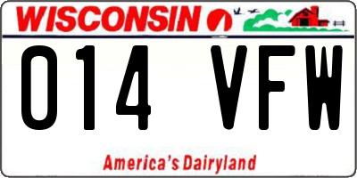 WI license plate 014VFW