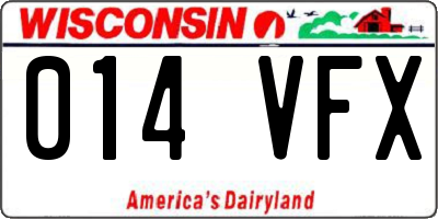 WI license plate 014VFX