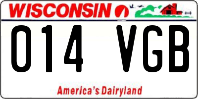 WI license plate 014VGB