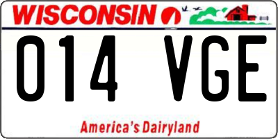 WI license plate 014VGE