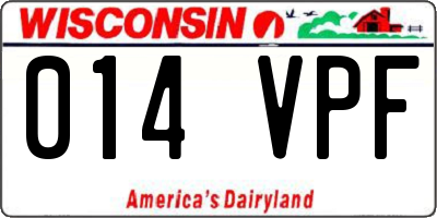 WI license plate 014VPF