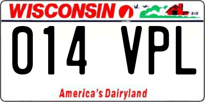 WI license plate 014VPL